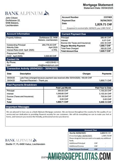 para download Modelo Word e PDF de declaração de hipoteca do Liechtenstein Bank Alpinum